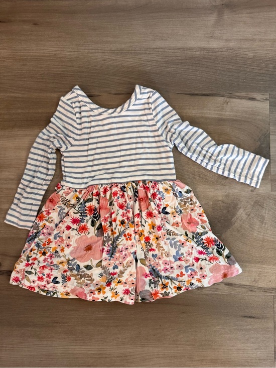 Little Sleepies Other - Little Sleepies Blue and White Striped Top with Pink Floral bubble dress